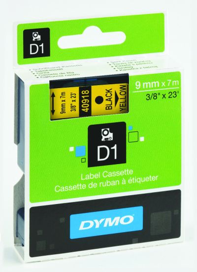 Етикети Dymo D1 Standard,9mmх7m,чер текст/жълт фон