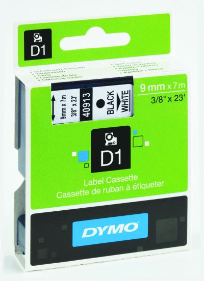 Етикети Dymo D1 Standard, 9mmх7m,чер текст/бял фон