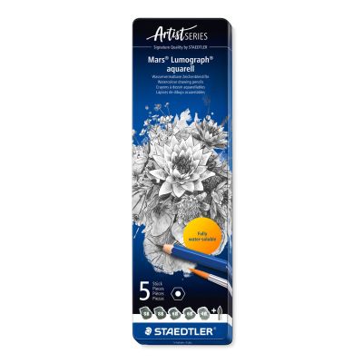 Комплект акварелни  моливи Staedtler Mars Lumograph, 5 броя + четка