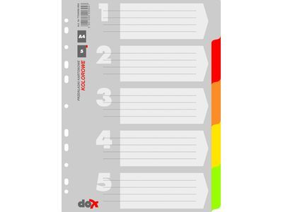 Разделители Office Products А4, картон, 5 цвята