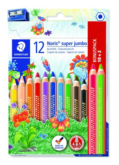 Цв. м-ви Staedtler NC 129 Super Jumbo, 10+2цв+остр