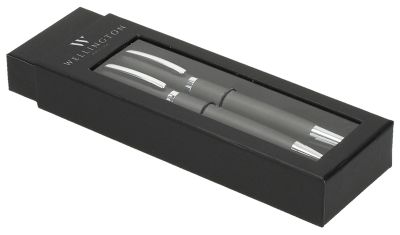 Комплект химикалка и ролер Toledo, метални, антрацит