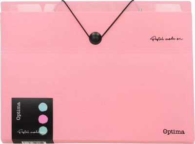 Папка Optima, А4, с 6 отделения, пастелни цветове, асорти