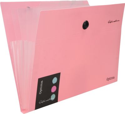 Папка Optima, А4, с 6 отделения, пастелни цветове, асорти