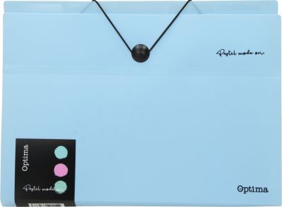Папка Optima, А4, с 6 отделения, пастелни цветове, асорти