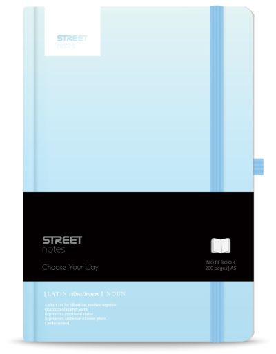 Бележник с ластик A5 Street, твърда корица, 96 листа, VIBE