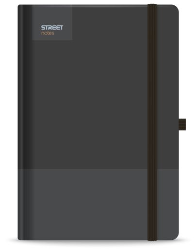 Бележник с ластик B5 Street, твърда корица, 96 листа, BLACK