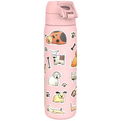 Бутилка за вода Ion8 Print, метална, 600ml, КУЧЕТА