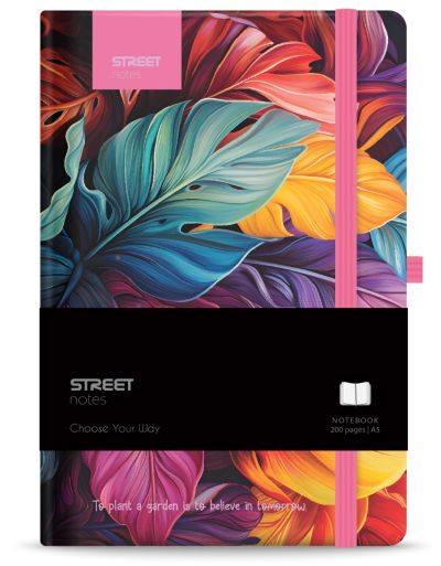 Бележник с ластик A5 Street, твърда корица, 96 листа, PETAL