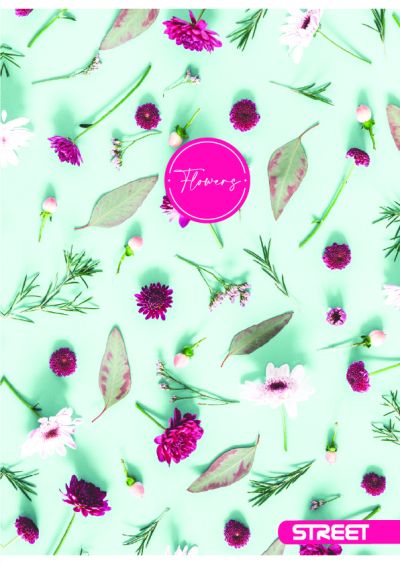 Тетрадка с телчета А5, 60 листа, широки редове, БГ, Flowers