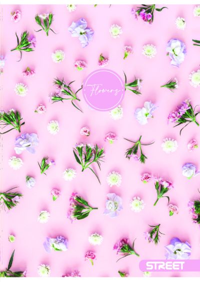Тетрадка с телчета А5, 60 листа, широки редове, БГ, Flowers