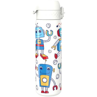 Бутилка за вода Ion8 Print, метална, 600ml, РОБОТИ