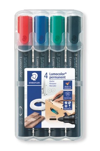 Комплект Маркери Staedtler Lumocolor 352, перм, обли, 4 цв