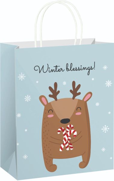 Подаръчна торбичка XMAS Eco white Medium, 22x25x10 cm