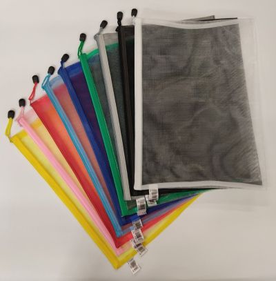 Папка с цип В4, мрежа, бяла