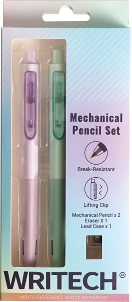 Комплект автоматични моливи Writech Space Up, 2 бр, графити, гума