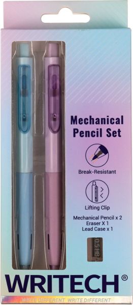 Комплект автоматични моливи Writech Space Up, 2 бр, графити, гума