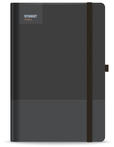 Бележник с ластик A5 Street, твърда корица, 96 листа, BLACK
