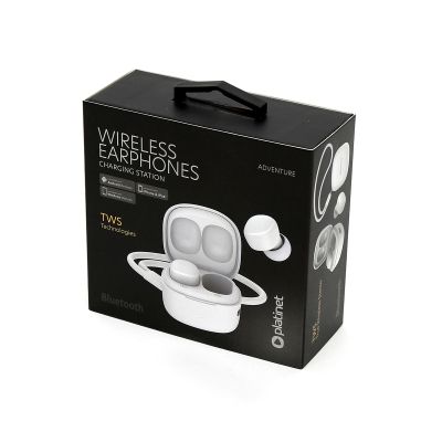 Безжични слушалки тип тапи Platinet, с микрофон, бели