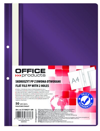 Папка Office Products с прозрачно лице с перф, лилава