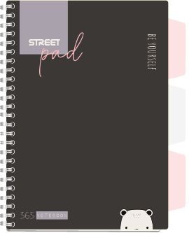 Тетрадка Street Pad, А4, спирала, PP, 100л, широки редове,цветна