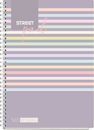 Тетрадка Street Pad, А4, спирала,ламинат, 100л, широки редове, ленти