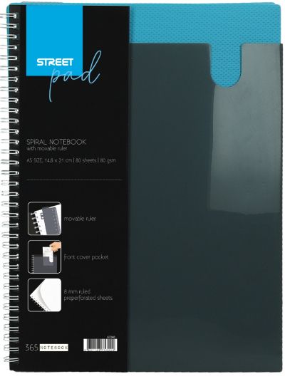 Тетрадка SP Office, А4, спирала, PP, 80л, широки редове, синя