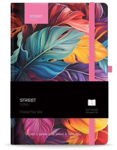 Бележник с ластик B5 Street, твърда корица, 96 листа, PETAL