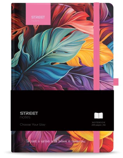 Бележник с ластик A6 Street, твърда корица, 96 листа, PETAL
