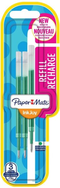 Пълнител Papermate Inkjoy Gel, блистер, опаковка 3, зелен M
