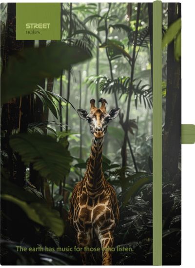 Бележник с ластик A5 Street, твърда корица, 96 листа, Giraffe