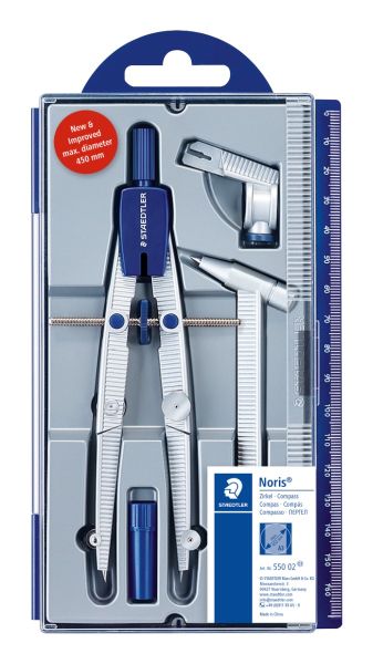 Комплект пергел Staedtler Noris 550 02 с графити, адаптор и удължител