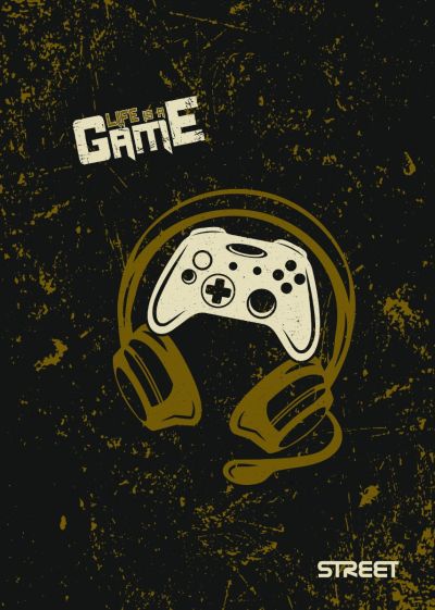 Тетрадка с телчета А4, 60 листа, широки редове , БГ, Gaming
