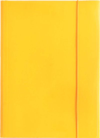Папка с ластик Optima, 3 капака, картон, жълта