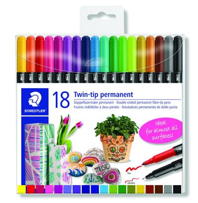 Перманентни маркери Staedtler Design Journey , двувърхи, 18 цвята