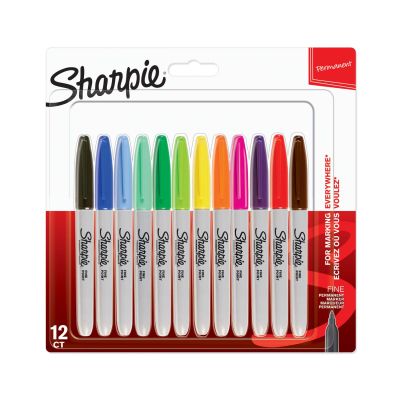 Комплект перманентни маркери Sharpie, F, 12 цвята, блистер
