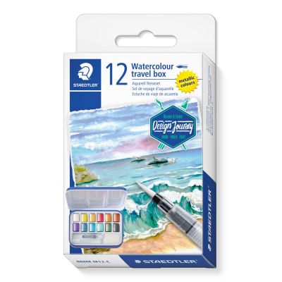 Акварелни бои Staedtler DJ, 12 цвята с четка