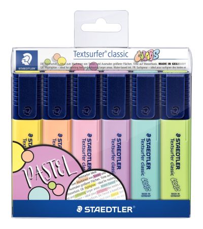 Комплект текстмаркери Staedtler 364, 6 пастелни цвята
