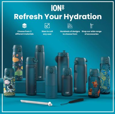 Бутилка за вода Ion8 SC, рециклирана пластмаса, 500ml, СИНЬОЗЕЛЕН