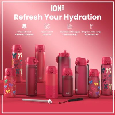 Бутилка за вода Ion8 SC, метална, 600ml, МАГЕНТА