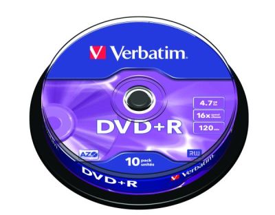DVD-R Verbatim 4.7GB 16x, опаковка 10 броя на шпиндел