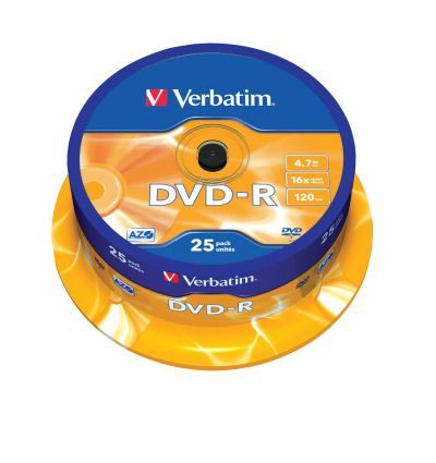 DVD-R Verbatim 4.7GB 16x, опаковка 25 броя на шпиндел