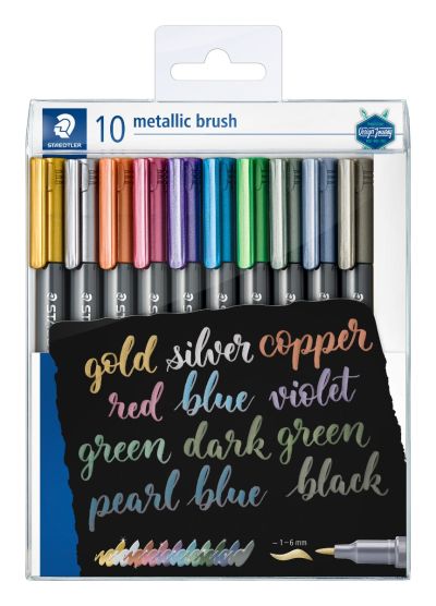 Маркери Staedtler Metallic brush, 1-6 mm, 10 цвята