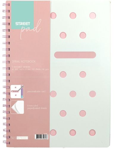 Тетрадка SP Dots, А5, спирала , PP, 100л, малки квадратчета, розова