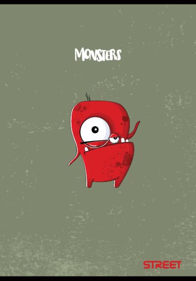 Тетрадка Street, А4, квадратчета, 54листа, Monsters