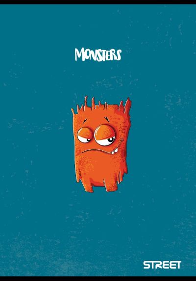 Тетрадка Street, А4, квадратчета, 54листа, Monsters