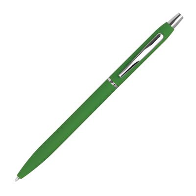 Метална химикалка с гумирана повърхност, slim, зелен