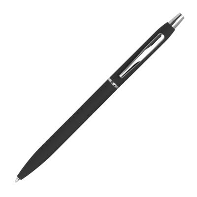 Метална химикалка с гумирана повърхност, slim, черен