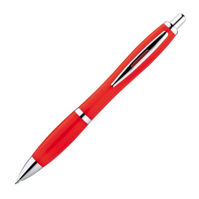 Пластмасова химикалка с метален клип, червен