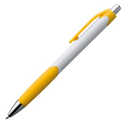 Химикалка Macma, гумирана зона, бял/жълт